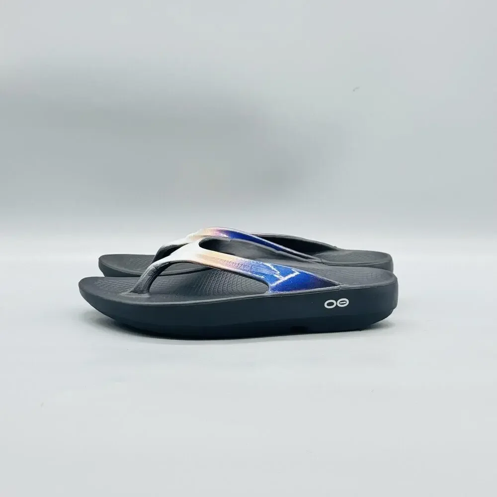 OOFOS Sandals Womens 7 Multicolor Ombre Thong Recovery Comfort Flip Flop Shoes